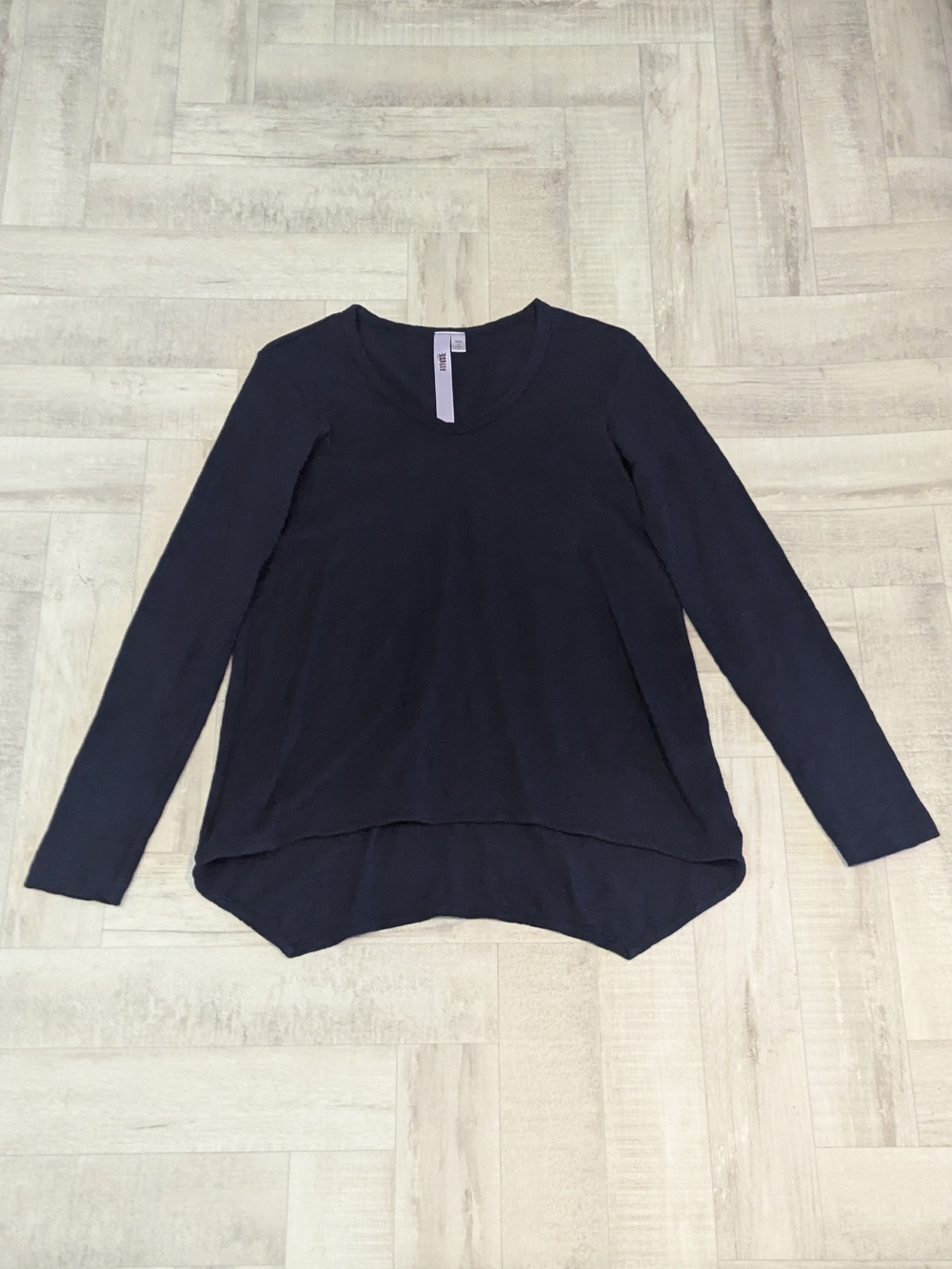 Wilt S Navy Blue Long Sleeve Shrunken Boyfriend Top Minimalist Capsule Lagenlook